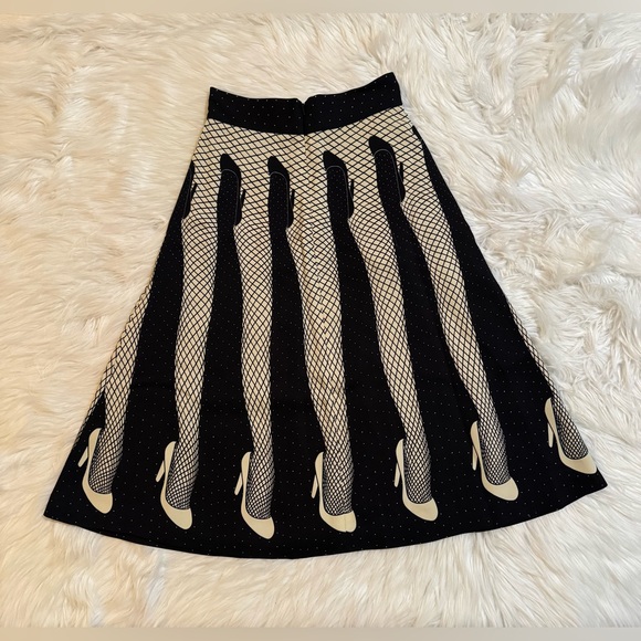 Moschino New Dancers Legs Midi Skirt Black Cream Size 2 - Picture 7 of 7